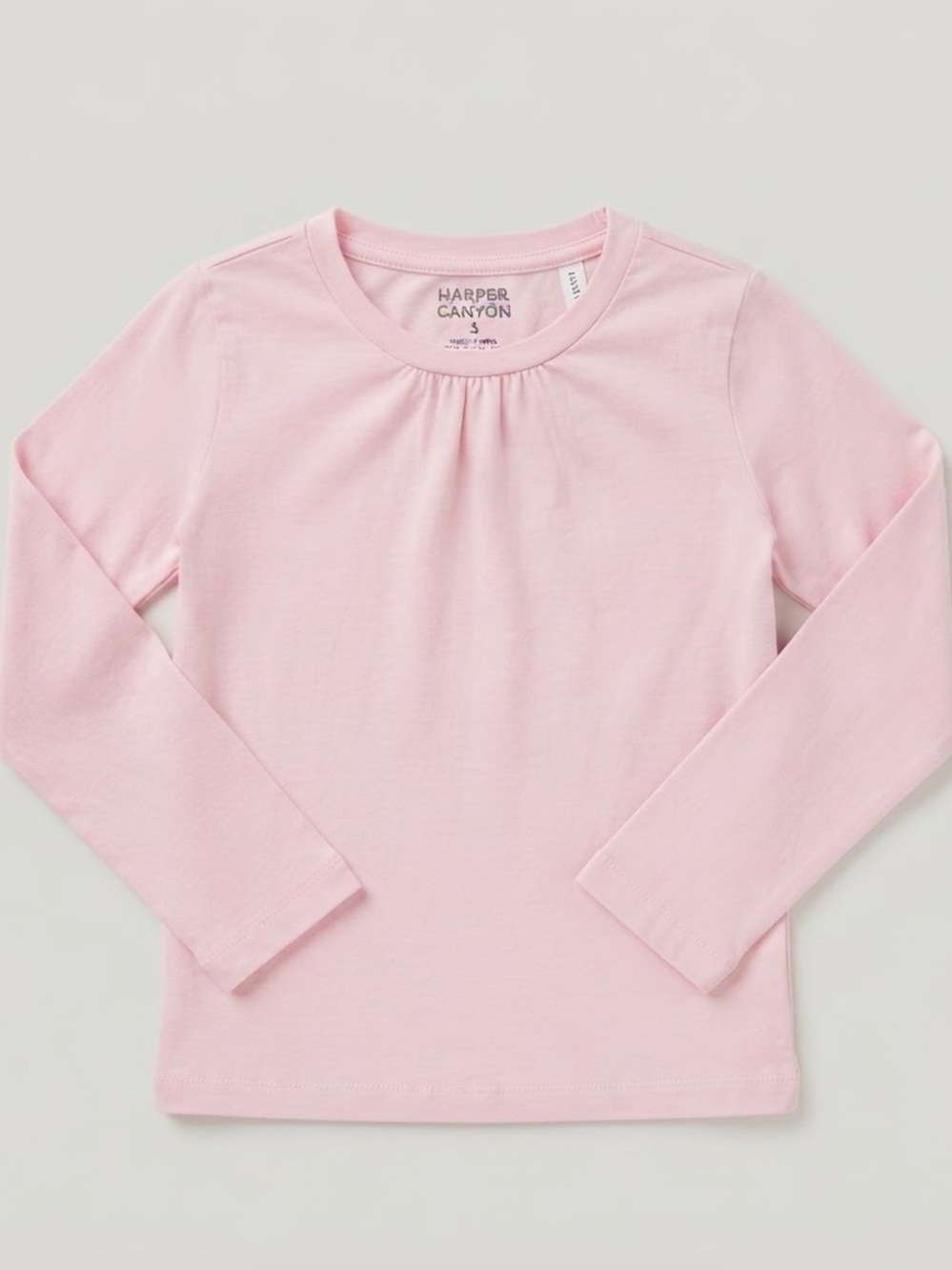 Harper Canyon Girls Long Sleeve Tee Light Pink Crewneck Stretch Size 3